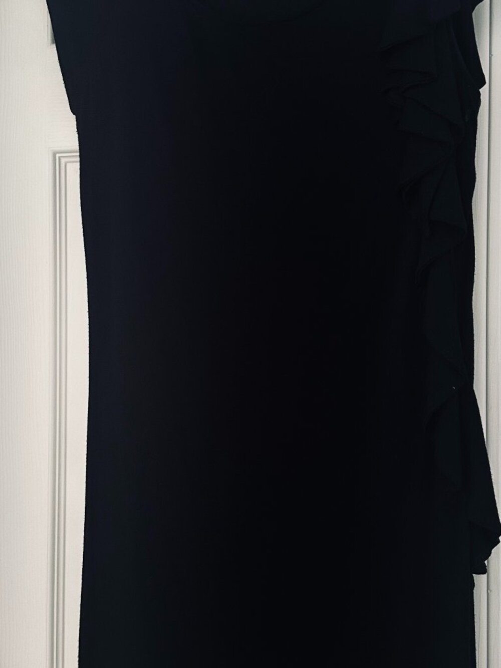 Ella Moss Black Ruffle Side Midi Dress Hook & Eye Detail Size M
